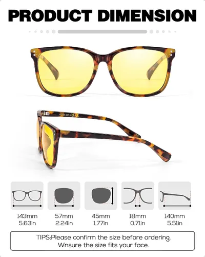 Vista 5 de SIPHEW Lentes de conducción nocturna para mujeres y hombres, lentes polarizados de visión nocturna antirreflejos, lentes tintados amarillos