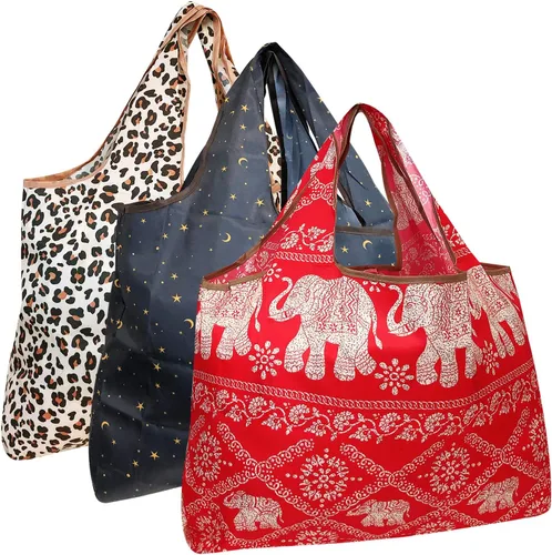 Vista 7 de allydrew Bolsas de compras reutilizables de nylon grandes ecológicas (juego de 3)