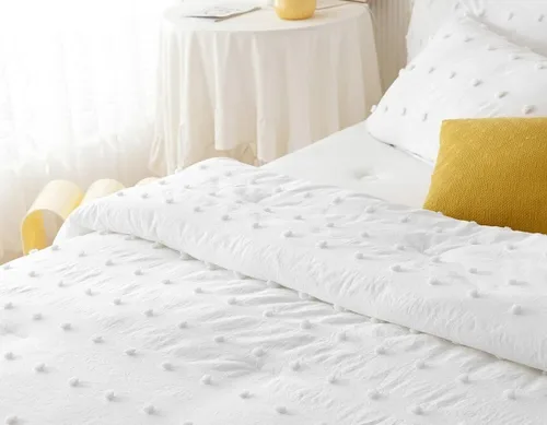 Vista 5 de INDACORIFY Funda de edredón blanca de 3 piezas de algodón estilo bohemio, funda de edredón Doone de algodón indio lavado, 2 fundas de almohada