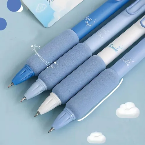 Vista 5 de MOZXIRZ 4 unidades de bolígrafos de gel con tinta retráctiles, bonitos bolígrafos de 0,5 mm de punta de bola, suministros de oficina y escuela
