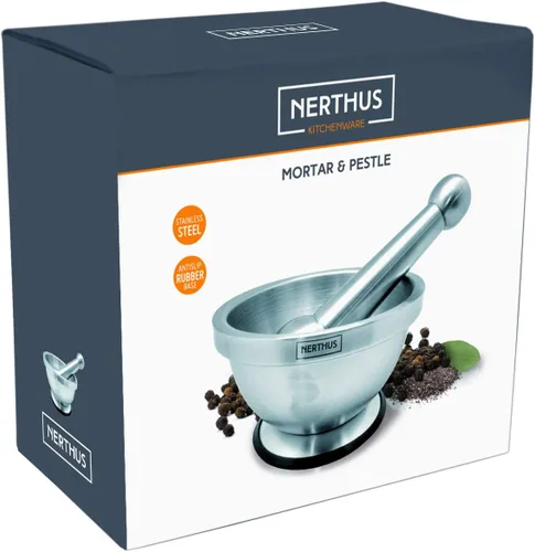 Vista 5 de NERTHUS Mortero y mortero FIH 020. Incluye una base de goma que evita el deslizamiento