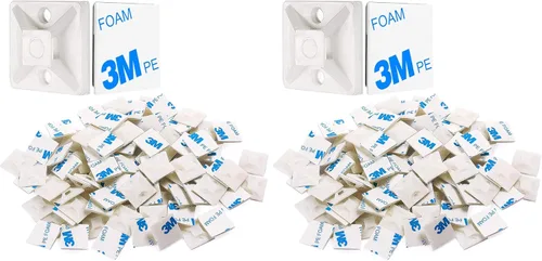 Vista 10 de XHF 200 PCS Soportes Autoadhesivos Negros de 1/2" para Bridas de Cables con Cremallera Clips de Cables de Alambre Soportes Organizadores de Anclajes
