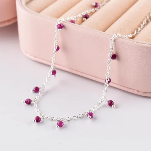 Vista 80 de Yanara Tobilleras de piedras preciosas para mujer, piedra natal natural, chapada en plata, joyería hecha a mano en 8.5 + 1.5 pulgadas, cristales