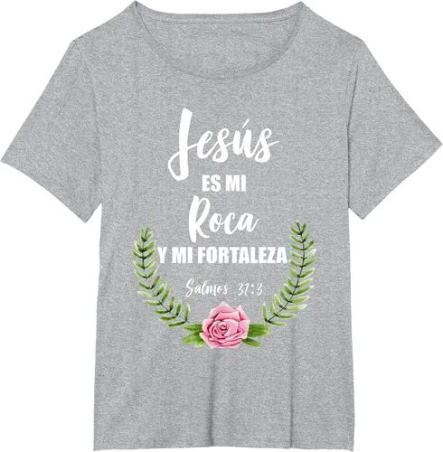 Vista 9 de Jesus ES Mi Roca - Camiseta con versículo bíblico cristiano español Salmos Asphalt Grey
