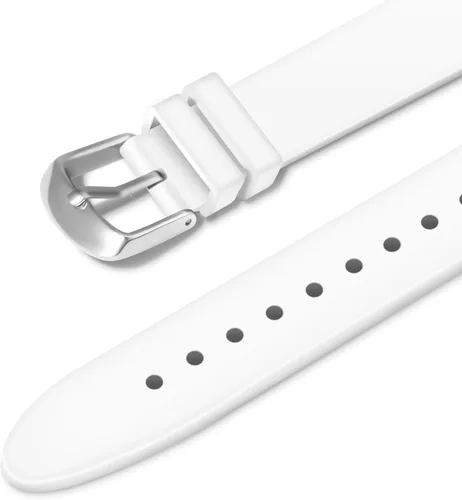 Vista 3 de Letoff Reloj analógico clásico, esfera blanca con números arábigos, banda de silicona, resistente al agua 30M