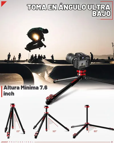 Vista 2 de IFOOTAGE Trípode para cámara TA6S, trípode de video de aluminio de 65 pulgadas, trípode profesional para cámara, 3 secciones con poste central