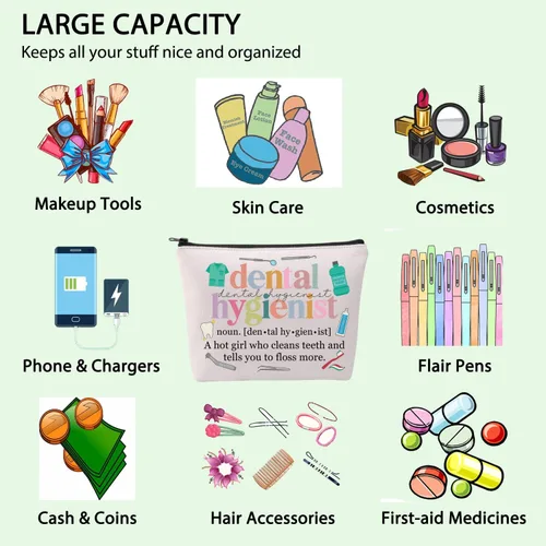 Vista 4 de Bolsa de maquillaje para higienista dental, regalo para dentistas, bolsa de cosméticos, higienista dental, regalo de graduación, futuro, dentista