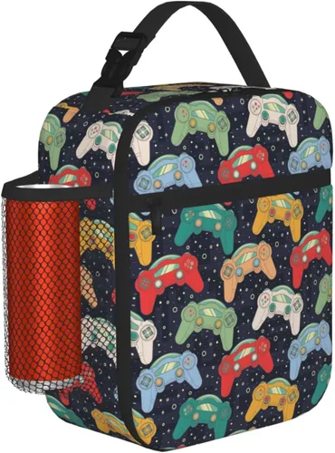 Vista 16 de Lonchera de camuflaje de camuflaje blanco y negro para adolescentes, niñas, niños, hombres y mujeres, bolsa de almuerzo portátil, lonchera aislada