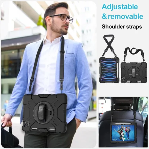 Vista 5 de Funda para iPad Pro de 11 pulgadas (2022/2021/2020/2018): Funda de silicona para iPad 11 (4ª/3ª/2ª/1ª) generación con protector de pantalla, Negro