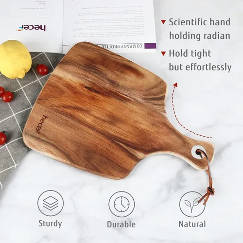Vista 8 de hecef Juego de 3 tablas de queso, un plato de queso de madera de acacia, un cuchillo, un tenedor, plato de charcutería, juego de pizarra para servir