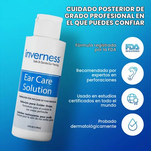 Vista 8 de INVERNESS Solución para el cuidado de las orejas After Piercing de 4 onzas, paquete de 2 – Cuidado suave de los piercings para orejas recién