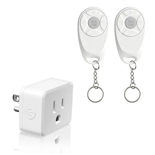 Vista 52 de Toma de control remoto, interruptor de luz y enchufe remoto greencycle con interruptor de luz inalámbrico, rango de 500 pies, no necesita cableado