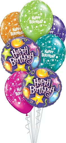 Vista 5 de Qualatex Caja de 7 piezas de ramo de globos, círculos de primer cumpleaños Stars-Boy