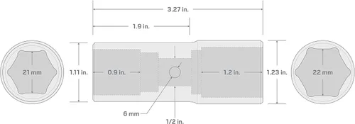 Vista 7 de TEKTON 1/2 pulgada Drive 0.827 x 0.866 in Deep Thin Wall Impact Flip Socket SIF22122