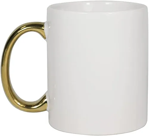 Vista 4 de MR.R Grado AAA Sublimación Blanks 6 juegos de tazas de café de cerámica blanca para lavavajillas con mango dorado 11oz taza clásica de cerámica
