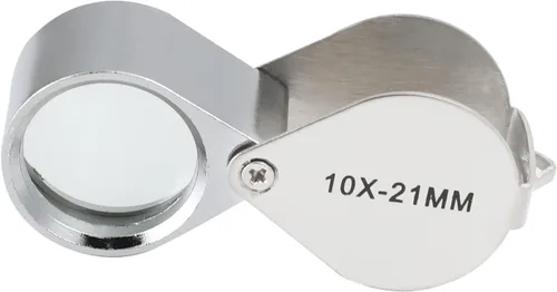 Vista 7 de Othmro Lupa 10X diámetro de lente 0.827 in silbato forma plegable joyería lupa lupa plata