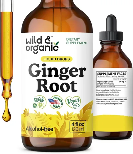 Vista 10 de Wild & Organic Gotas líquidas de extracto de jengibre, apoyo inmunológico y digestivo, suplemento líquido de raíz de jengibre, tintura vegana, sin