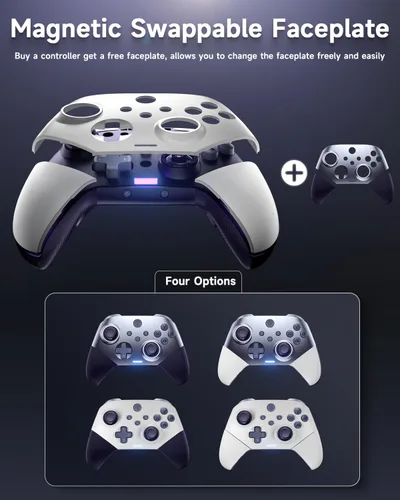 Vista 21 de EasySMX X10 Wireless PC Controller with Dual Hall Effect, Bluetooth Controller for PC/Switch/Steam/Android TV, Mobile - Include a White Swappable