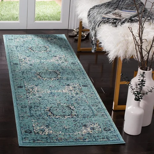 Vista 17 de SAFAVIEH Evoke Collection EVK220B Medallón oriental shabby chic de 2'2" x 4', color gris/dorado, no desprende pelusa, alfombra de acento para sala