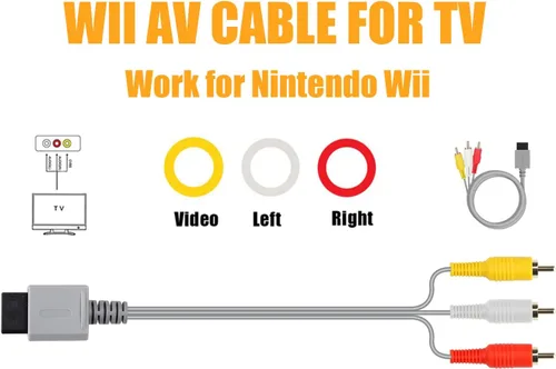 Vista 3 de Adaptador de cable de alimentación Wii 3 en 1 + cables Wii compuesto de audio y video + barra de sensor Wii con cable, barra de sensor de rayos