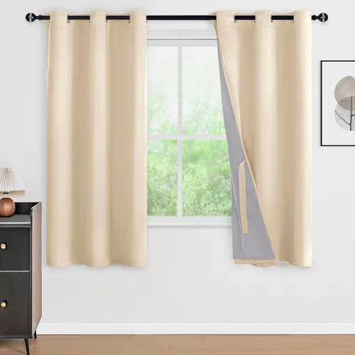 Vista 153 de DWCN - Cortinas 100% opacas para dormitorio con forro negro, cortinas de ventana de doble capa con aislamiento térmico que oscurecen toda la Azul