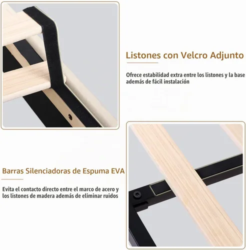 Vista 6 de iPormis - Base de cama tapizada de tamaño completo con cabecera capitonada con botones, base de cama tapizada con listones de madera sólidos, 20 cm