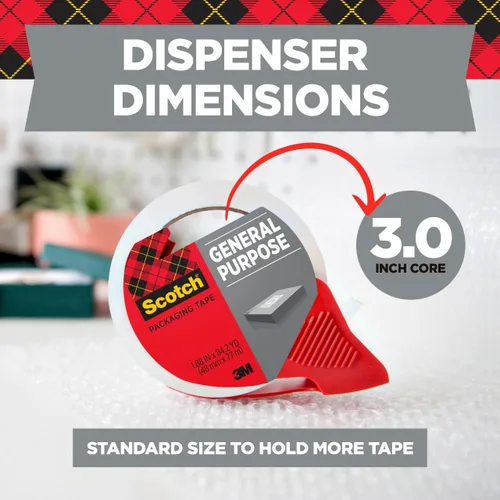 Vista 4 de Scotch Cinta de embalaje ligera para envío, 1.88 pulgadas x 54.6 yardas, 3 rollos (3350-3)
