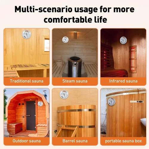 Vista 4 de Termómetro de sauna Fahrenheit e higrómetro 2 en 1 – Medidor preciso de temperatura de humedad interior, accesorios de sauna, medidor