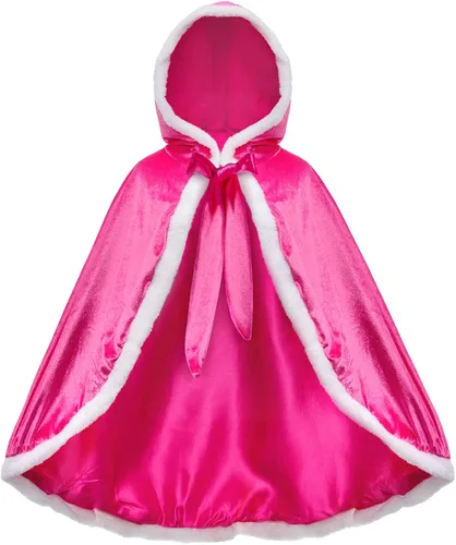 Vista 3 de Party Chili Fur Princess Hooded Cape Cloaks Costume for Girls Dress Up