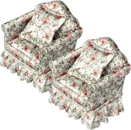 Vista 9 de iLAND Muebles de casa de muñecas de sofá en miniatura, el gran juego de muebles para casa de muñecas para accesorios de 1/12, elegantes sofás