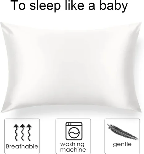 Vista 5 de Gealaek Paquete de 2 fundas de almohada de seda satinada para cabello y piel, con cierre de sobre, fundas de almohada de enfriamiento tamaño King 20