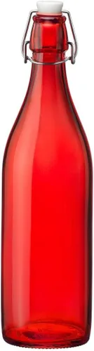 Vista 7 de Bormioli Rocco Giara Botella de bebida con tapa de abrazadera, 33.75 onzas, recipiente de vidrio a prueba de fugas para jugos y aderezos caseros