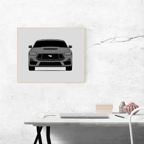 Vista 9 de Custom Car Posters Handmade Poster compatible with Ford Mustang GT (2024-Present) S650 Print Wall Art Décor - 8x10 Metallic Print (Unframed)