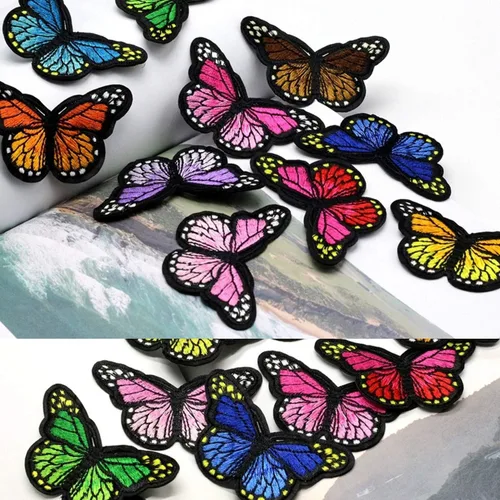 Vista 6 de 20 parches de mariposa para planchar, parche de reparación bordado de 2 tamaños