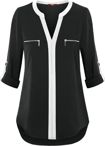 Vista 4 de Gaharu Camisas de manga 34 Casaul para mujer, blusas de gasa con cuello en V