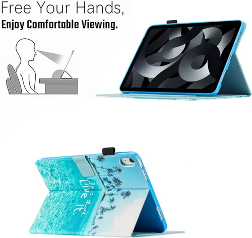 Vista 5 de Funda para iPad Mini6 (8.3 pulgadas, versión 2021) iPad Mini 6ª generación, funda protectora delgada con función atril, función de encendido y Playa
