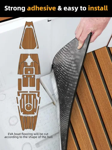 Vista 3 de FOCEAN Boat Flooring EVA Foam Boat Decking Faux Teak Marine Flooring Marine Mat Sheet for Motorboat Jon Boats Bass Boat RV Kayak, 94.5"x