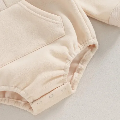 Vista 5 de Hoanselay Ropa de otoño e invierno para recién nacido, sudadera con capucha, mameluco de manga larga, mameluco cálido y sólido