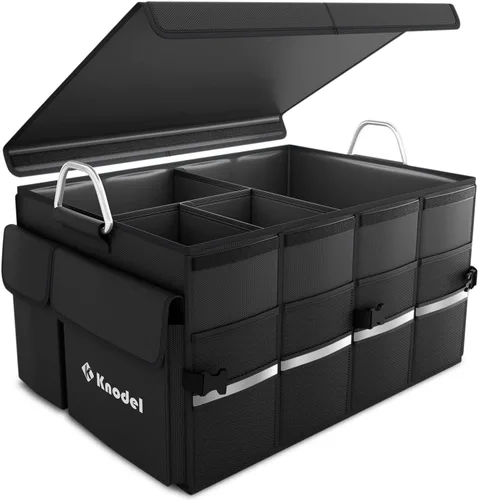 Vista 7 de K KNODEL Organizador de maletero de automóvil, organizador de automóvil con tapa, almacenamiento plegable de servicio pesado para SUV, camión