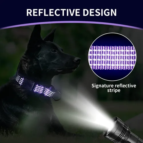 Vista 2 de Collar Martingale para perros de entrenamiento. Collares reflectantes ajustables con hebilla, sin tirones, evita que se resbalen, para perros