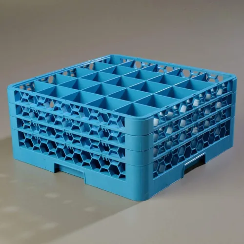Vista 9 de Carlisle FoodService Products OptiClean Estante de Plástico con 25 Compartimentos para Vasos Divididos, Azul, 8.72