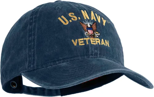 Vista 5 de e4Hats Gorra lavada bordada militar de veterano de la Marina de los EE. UU Azul marino