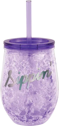 Vista 3 de slant collections Vaso enfriador de vino acrílico congelable con pajilla, 12 onzas, Chillin