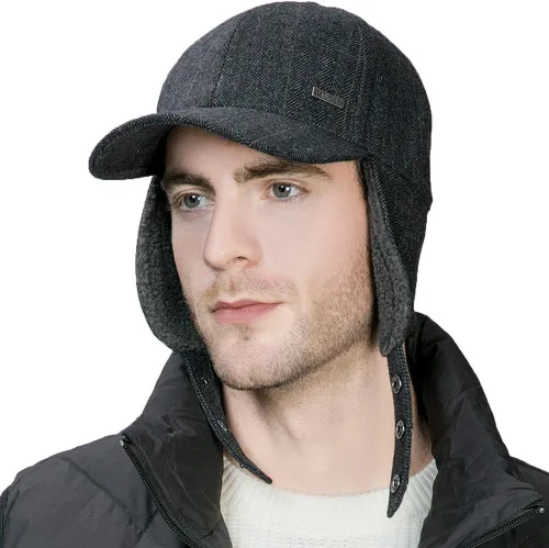 Vista 18 de Jeff & Aimy Gorra de béisbol unisex de invierno con orejeras trampero de caza, sombrero de esquí, 21.3-24.4 in