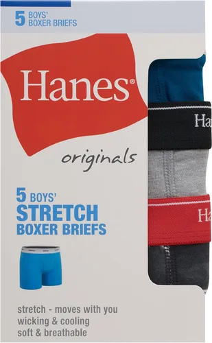 Vista 3 de Hanes Big Originals - Ropa interior tipo bóxer de algodón elástico, paquete de 5