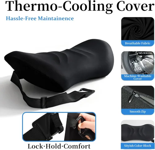 Vista 3 de Almohada de apoyo lumbar para silla de oficina, almohada lumbar para automóvil, almohada de apoyo lumbar ergonómica de espuma viscoelástica