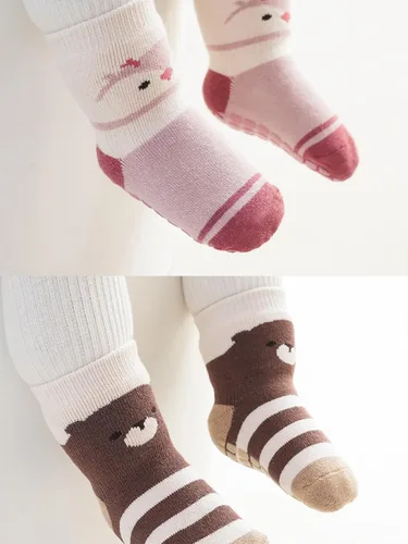 Vista 7 de Calcetines antideslizantes para bebés y niños pequeños, cálidos, gruesos, antideslizantes, calcetines para niñas y niños, recién nacidos, 5 pares