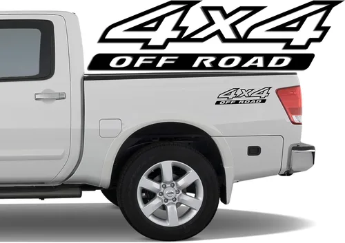 Vista 3 de 2 calcomanías de vinilo azules personalizadas 4x4 Off-Road para Nissan Titan King Crew Cab LE SE