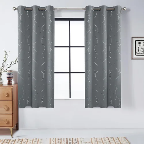Vista 22 de BUHUA - Paneles de cortinas opacas para sala de estar, cortinas grises con aislamiento térmico, cortinas de ventana para dormitorio - 72 pulgadas