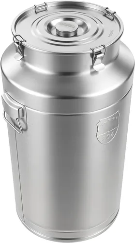 Vista 25 de Cubo de leche de acero inoxidable de 5 litros y 1.32 galones, cubo de vino con tapa sellada, resistente (5 l, sin grifo)